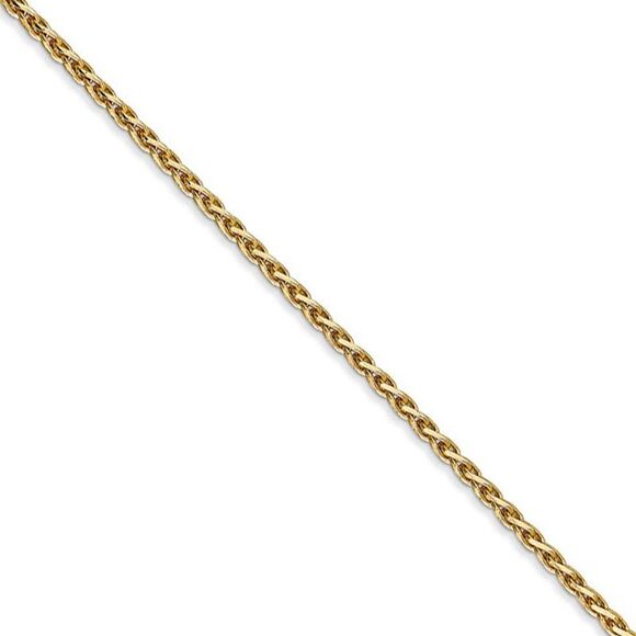 1.9mm 14k Yellow Gold Diamond Cut Round Wheat Chain Necklace 18 Inch